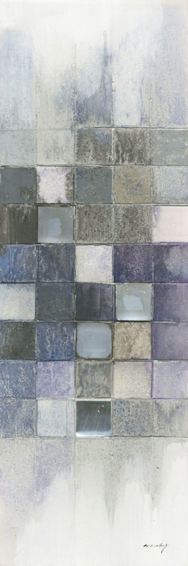 DY009 Wall décor art oil on canvas abstract blue and silver tones